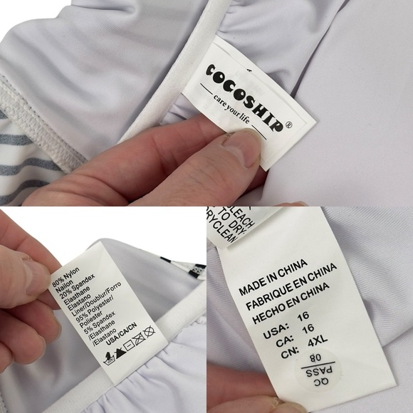 NWT CocoShip Black Stripe Corset Tie Back Flounce Bikini Top Boho Retro Size 16 - Picture 15 of 16